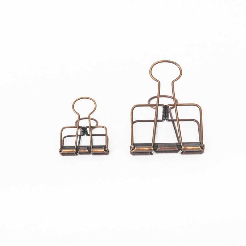 Berchirly 20PCS Assorted Size Skeleton Binder Clips Rustic Antique Brass Paper Clamps 32mm 16PCS and 51mm 4PCS Copper - Image 1